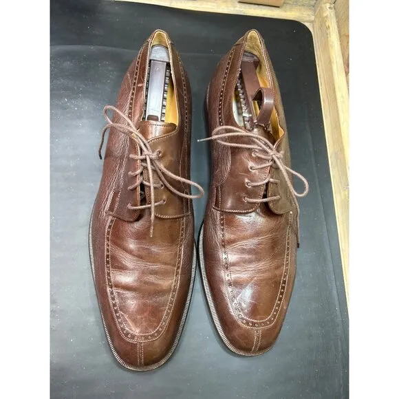 Mezlan HUDSON Mens Brown Leather Lace-Up Dress Shoes 11.5 M