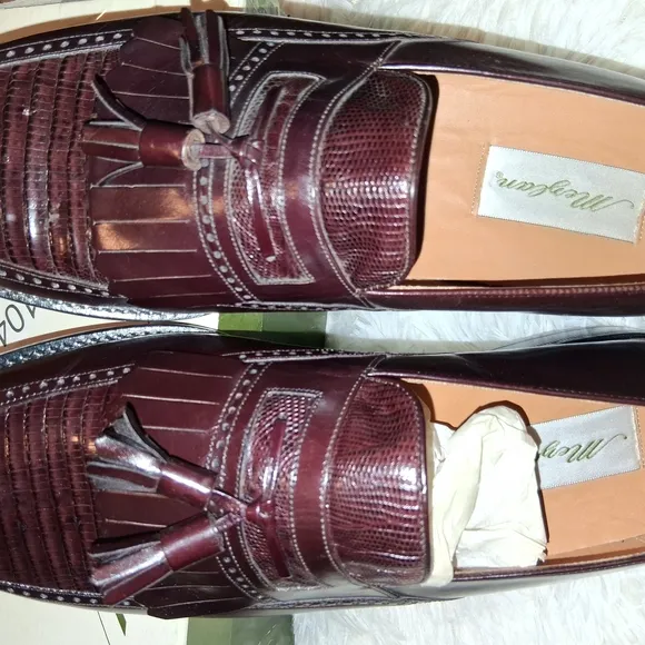 Mezlan Men's Burgundy Leather Loafers