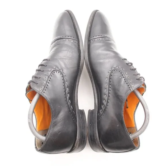 MEZLAN Men's Size 9 M Oxford Dress Shoes Black Leather Cap Toe Lace Up 2714