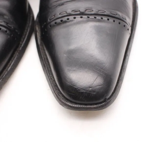 MEZLAN Men's Size 9 M Oxford Dress Shoes Black Leather Cap Toe Lace Up 2714