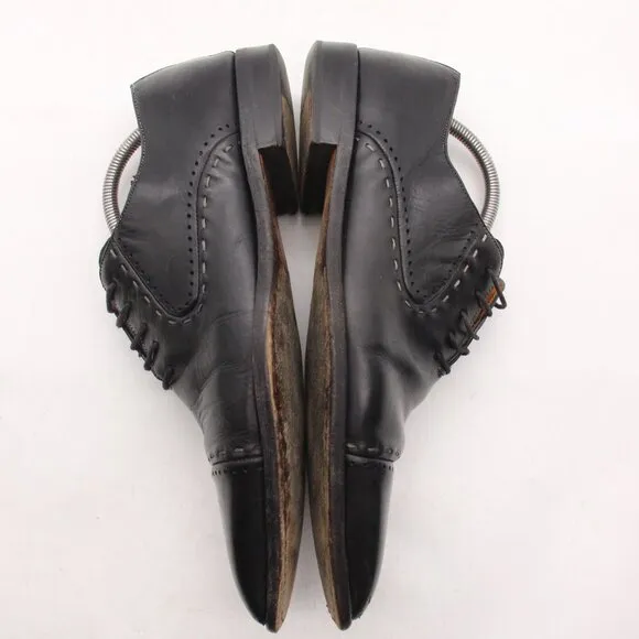 MEZLAN Men's Size 9 M Oxford Dress Shoes Black Leather Cap Toe Lace Up 2714