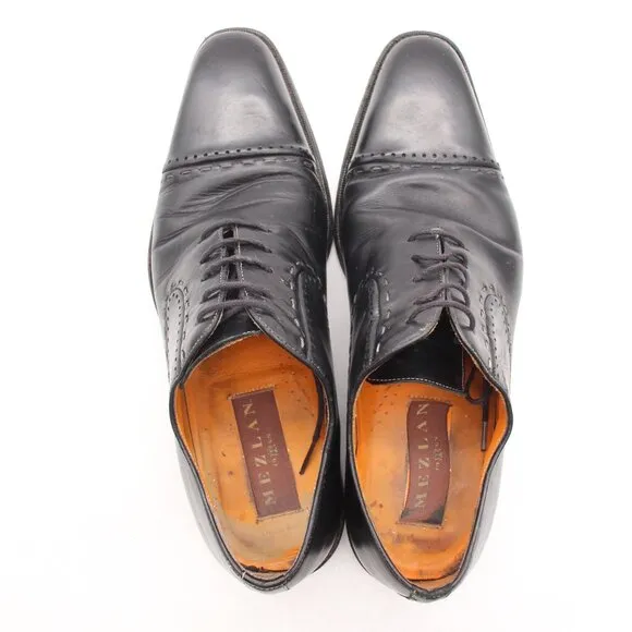 MEZLAN Men's Size 9 M Oxford Dress Shoes Black Leather Cap Toe Lace Up 2714