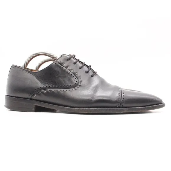 MEZLAN Men's Size 9 M Oxford Dress Shoes Black Leather Cap Toe Lace Up 2714