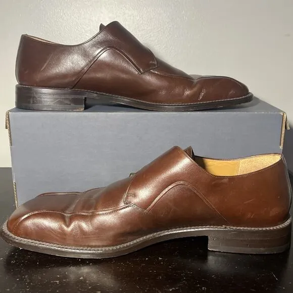 Mezlan Monk Strap Dress Shoes Mens Size 10 M Shoes Brown Leather Slip On Buckle