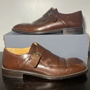 Mezlan Monk Strap Dress Shoes Mens Size 10 M Shoes Brown Leather Slip On Buckle