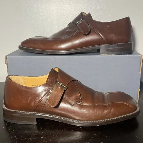 Mezlan Monk Strap Dress Shoes Mens Size 10 M Shoes Brown Leather Slip On Buckle