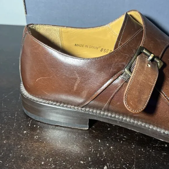 Mezlan Monk Strap Dress Shoes Mens Size 10 M Shoes Brown Leather Slip On Buckle