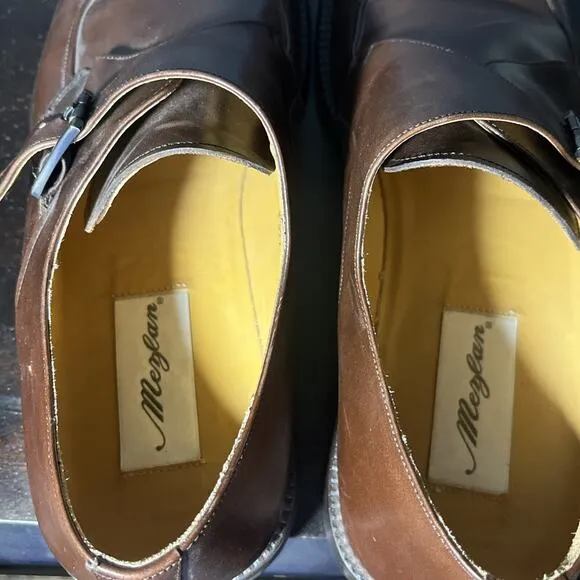 Mezlan Monk Strap Dress Shoes Mens Size 10 M Shoes Brown Leather Slip On Buckle