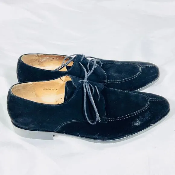 MEZLAN Pirelli Dress Shoes Men 9 Black Suede Leather Oxfords Made in Spain Used