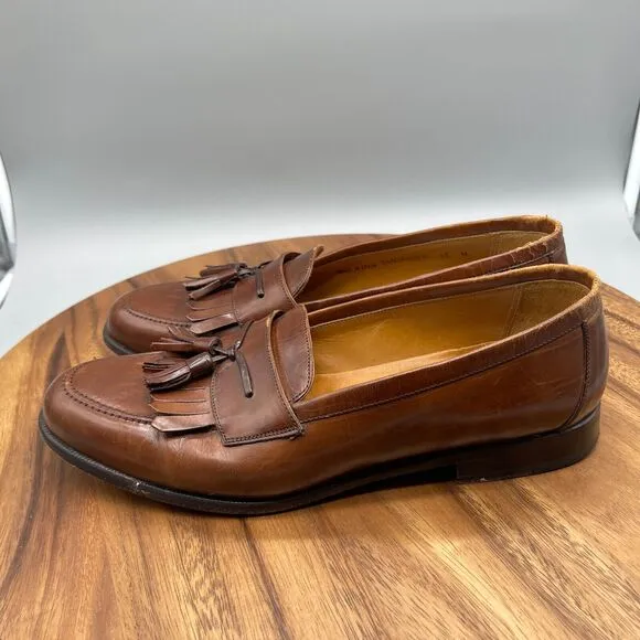 Mezlan Santander Loafers Mens Size 9.5 M Brown Leather Tassel Spain Dress Shoes