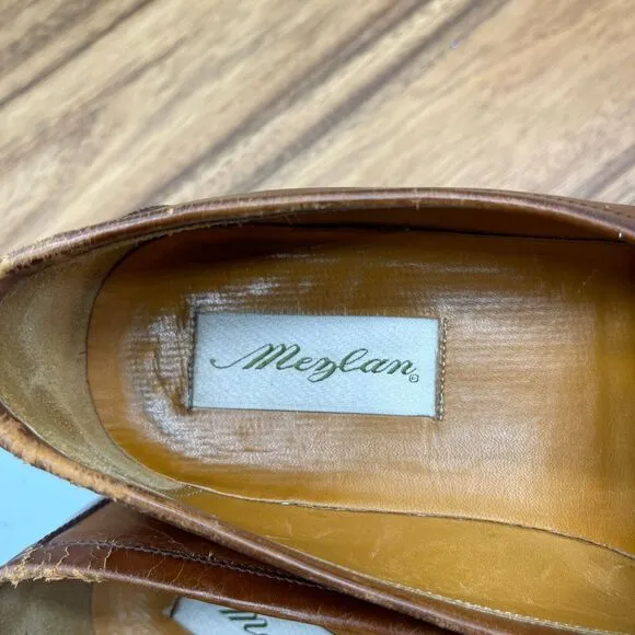 Mezlan Santander Loafers Mens Size 9.5 M Brown Leather Tassel Spain Dress Shoes