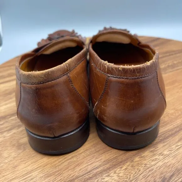 Mezlan Santander Loafers Mens Size 9.5 M Brown Leather Tassel Spain Dress Shoes