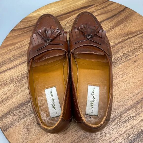 Mezlan Santander Loafers Mens Size 9.5 M Brown Leather Tassel Spain Dress Shoes