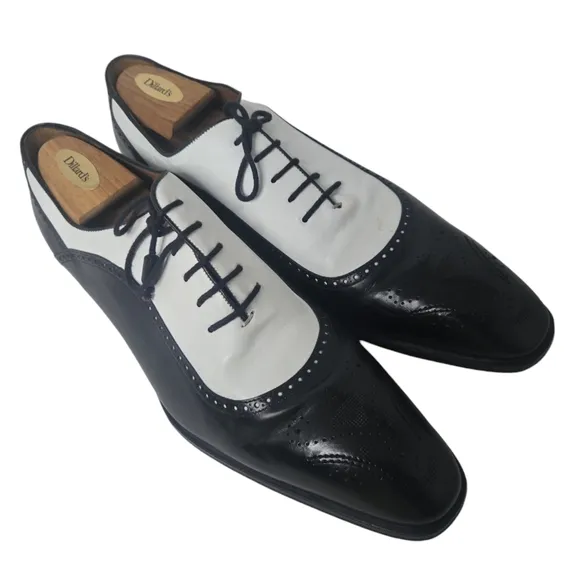 MEZLAN Square Toe Black &amp; White Squire Spectator Wingtip Shoe Size 14