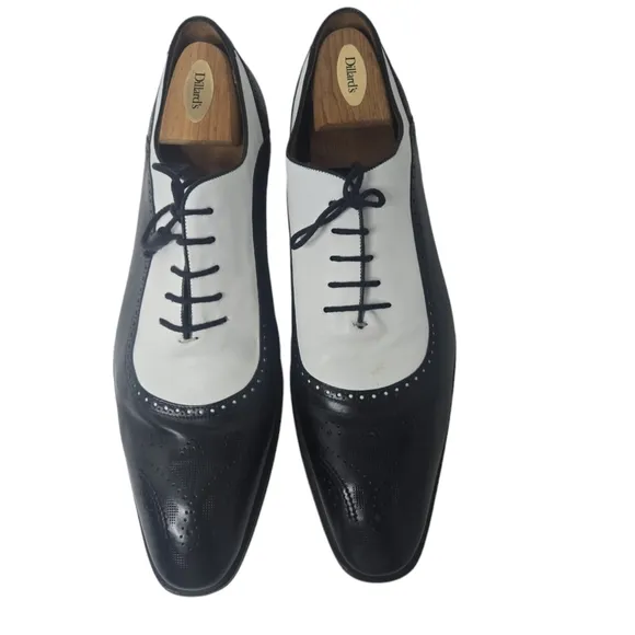 MEZLAN Square Toe Black &amp; White Squire Spectator Wingtip Shoe Size 14