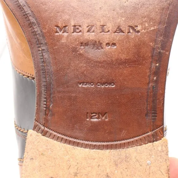 Mezlan Wingtip Men's size 12 M Brown Gray Leather Lace Up Dress Shoes