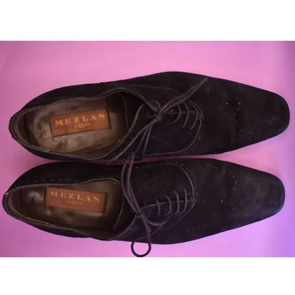 Mezlan Black Suede Derby Shoes- 10