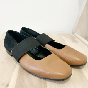 M.Gemi Italian Leather The Ballare Ballet Flats Shoes Women 38 Tan Black US 7.5