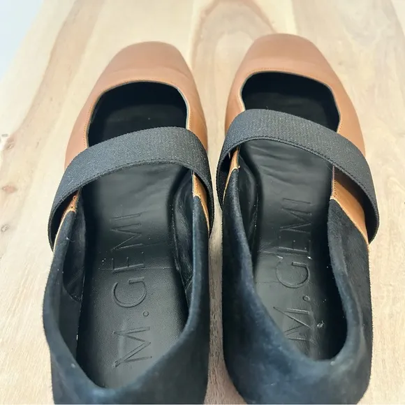 M.Gemi Italian Leather The Ballare Ballet Flats Shoes Women 38 Tan Black US 7.5