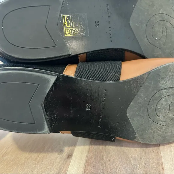 M.Gemi Italian Leather The Ballare Ballet Flats Shoes Women 38 Tan Black US 7.5