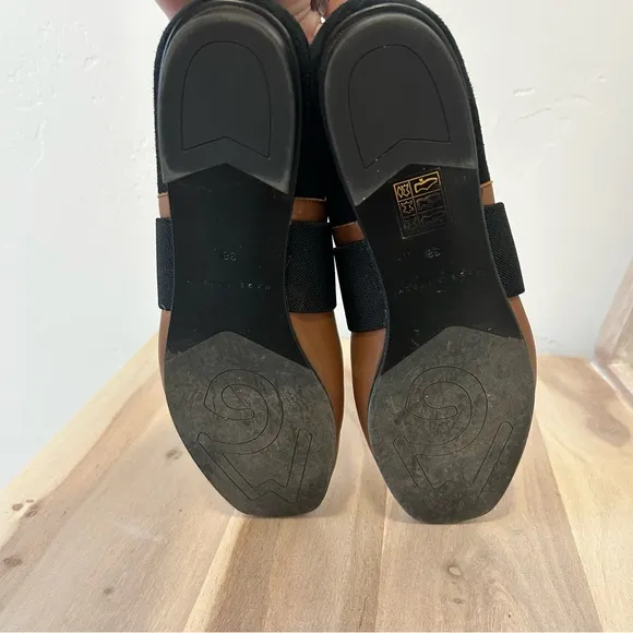 M.Gemi Italian Leather The Ballare Ballet Flats Shoes Women 38 Tan Black US 7.5