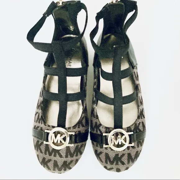 MICHAEL KORS Ballet Flats Size 11 Toddler Girls Black/Tan