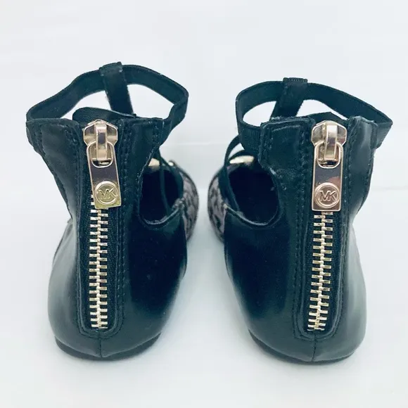MICHAEL KORS Ballet Flats Size 11 Toddler Girls Black/Tan