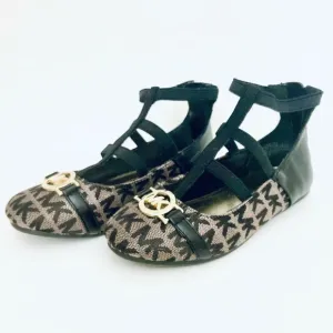 MICHAEL KORS Ballet Flats Size 11 Toddler Girls Black/Tan