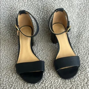 Michael Kors Black and Tan Heels Ankle-Strap Sandals