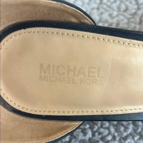 Michael Kors Black and Tan Heels Ankle-Strap Sandals