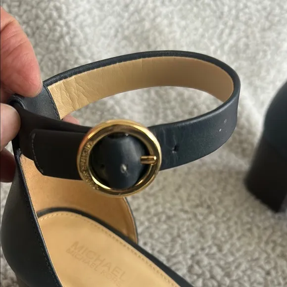Michael Kors Black and Tan Heels Ankle-Strap Sandals