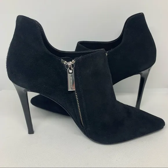 Michael Kors Black Suede Side Zip High Heeled Booties