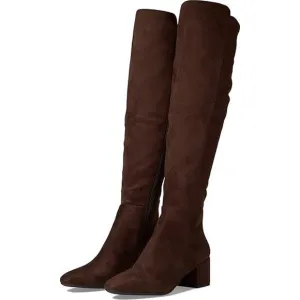 Michael Kors Braden Mid Boots Block Heels Side Zip Faux Suede Mocha Size 5.5M
