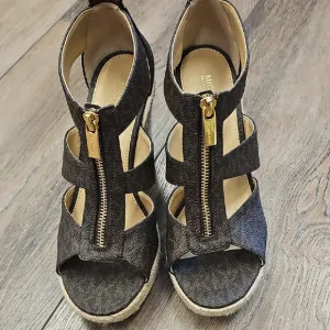 Michae,l Kors, Brown, Women's, Sandals, Wedges, Gold, Summer, Beach, Casual