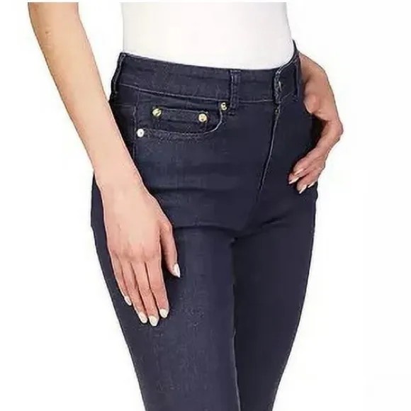 Michael Kors Dark Rinse 5 Pocket Mid Rise Skinny Jeans in Size 16