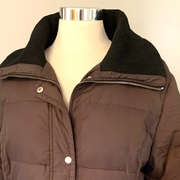 Michael Kors Down overcoat Quilted Coat Brown Black Medium Women’s Warm winter