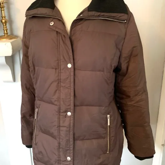 Michael Kors Down overcoat Quilted Coat Brown Black Medium Women’s Warm winter