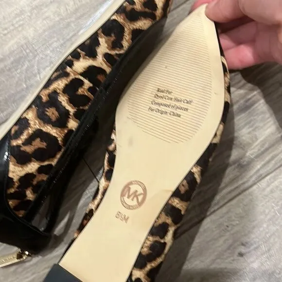 Michael KORS flat ballet shoes hair animal print new sz 8/5