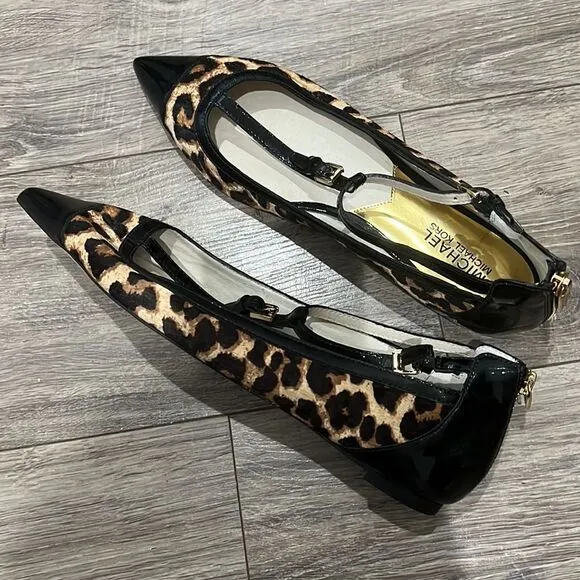 Michael KORS flat ballet shoes hair animal print new sz 8/5