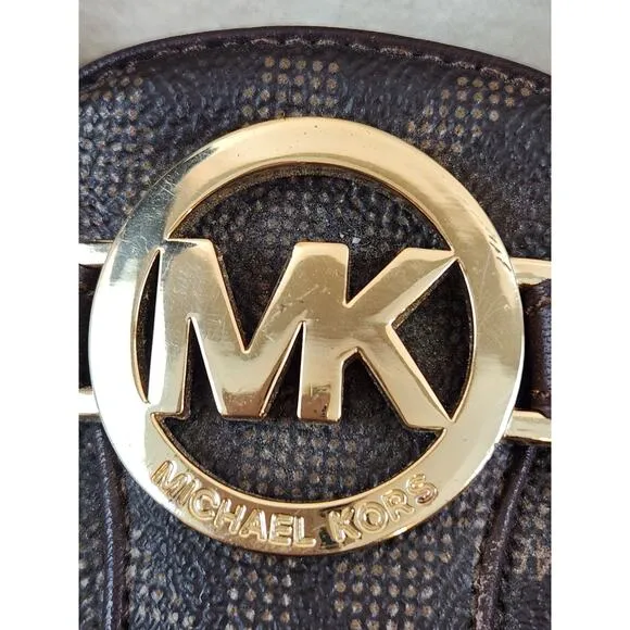 Michael Kors fulton womens shoes sz 11 ballet flats brown gold MK logo