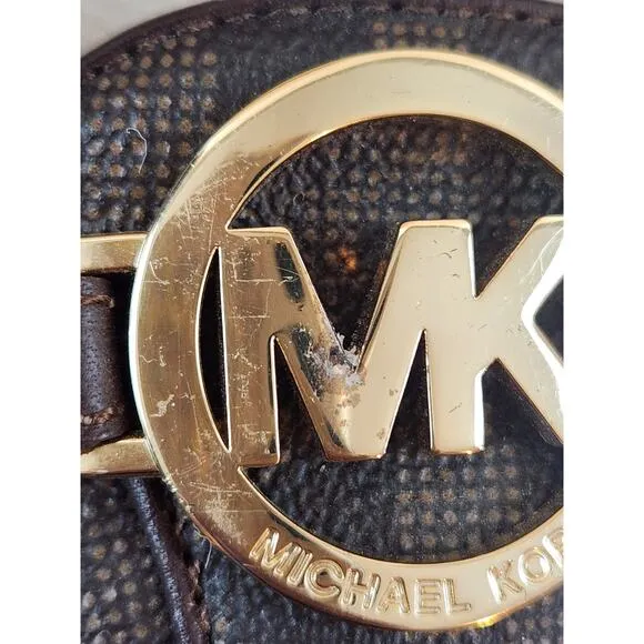 Michael Kors fulton womens shoes sz 11 ballet flats brown gold MK logo