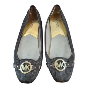Michael Kors fulton womens shoes sz 11 ballet flats brown gold MK logo
