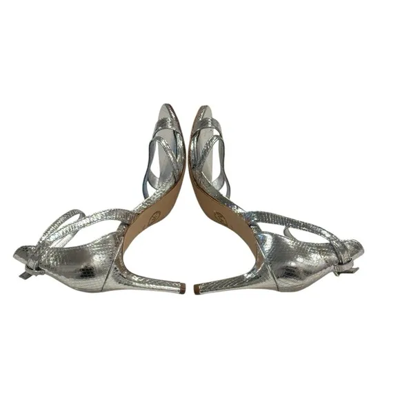 MICHAEL KORS Kimberly Metallic Snake Embossed Leather Sandal | US 8