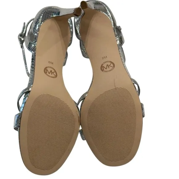 MICHAEL KORS Kimberly Metallic Snake Embossed Leather Sandal | US 8