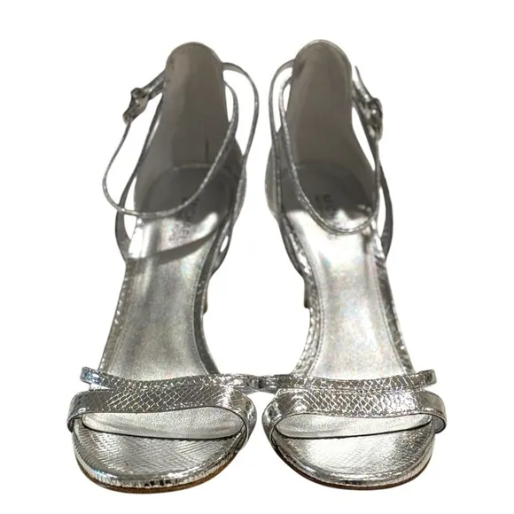 MICHAEL KORS Kimberly Metallic Snake Embossed Leather Sandal | US 8