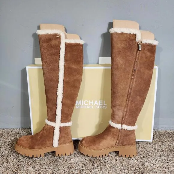 Michael Kors Women's Brown Asher Boot Over-The-Knee Suede Winter Boots 6.5 (B,M)