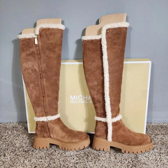 Michael Kors Women's Brown Asher Boot Over-The-Knee Suede Winter Boots 6.5 (B,M)