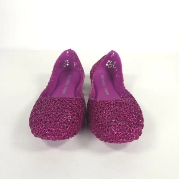 Mini Melissa Campana Papel Girls PINK GLITTER Slip On Ballet Flats NWB Size 3