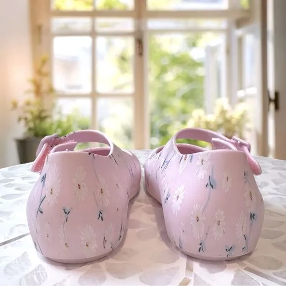 MINI MELISSA DORA Mary Jane Ballerina BABY PINK WHITE SHOES Toddler Size 8 EU 22