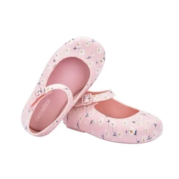 MINI MELISSA DORA Mary Jane Ballerina BABY PINK WHITE SHOES Toddler Size 8 EU 22